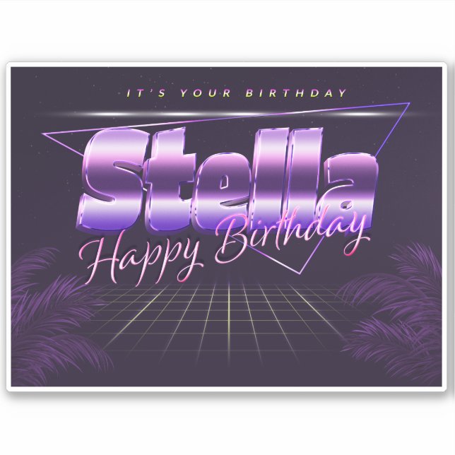 Stella Name First name lila retro Sticker Birthday (Front)