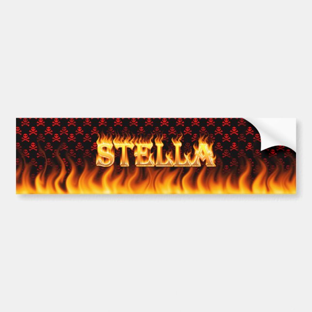Stella real fire and flames bumper sticker design. (Front)