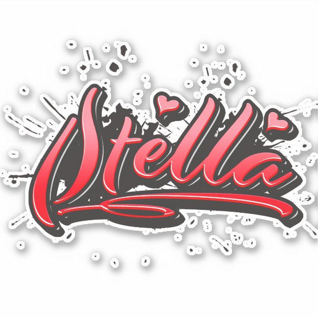 Stella red Heart Graffiti Sticker (Front)