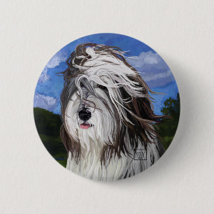 Stella the English Sheep Dog 6 Cm Round Badge