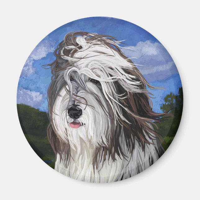 Stella the English Sheep Dog Magnet (Front)