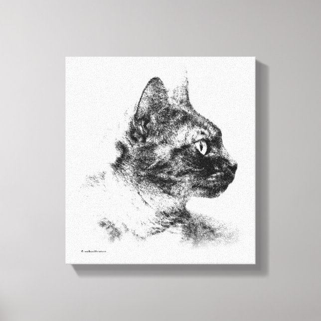 Stella the Grey Cat Charcoal Sketch Canvas Print (Front)