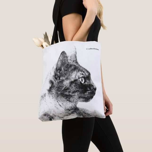 Stella the Grey Cat Tote Bag (Close Up)