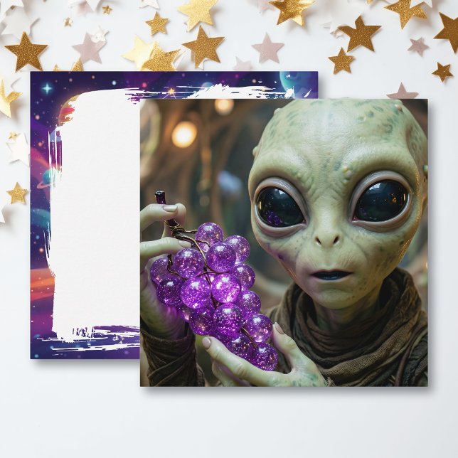 Stellar Alien holding Crystalline Grapes Card (Creator Uploaded)