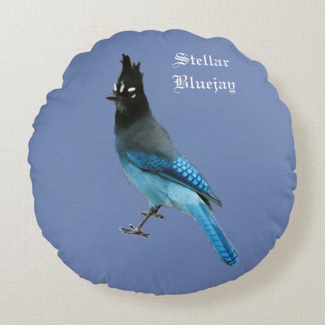 Stellar Blue Jay round pillow (Front)