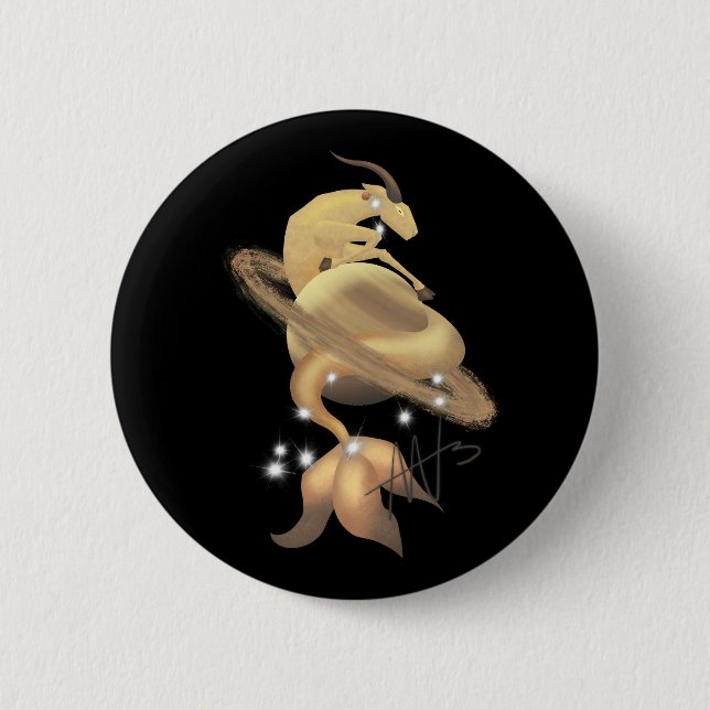 Stellar Capricorn Saturn Zodiac 6 Cm Round Badge (Front)