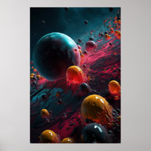 Stellar Cosmos: Galactic Planetary Ballet Poster