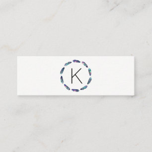 Stellar Feather Pattern with Monogram Mini Business Card