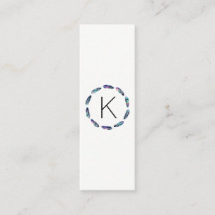 Stellar Feather Pattern with Monogram Mini Business Card