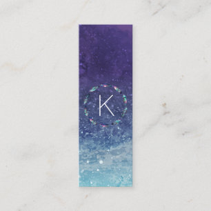 Stellar Feather Pattern with Monogram Mini Business Card