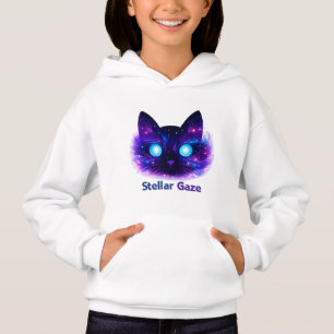 Stellar Gaze Cosmic Cat Kids Hoodie