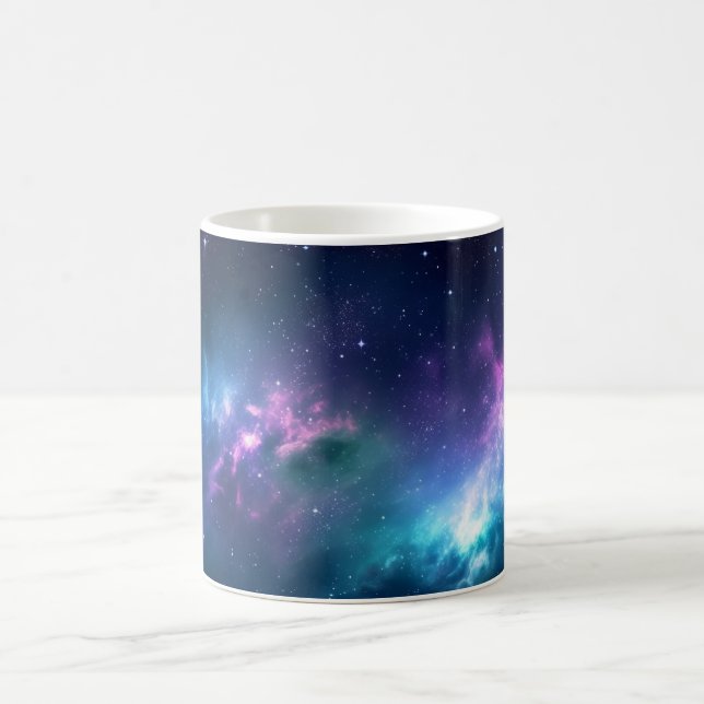 Stellar Illumination: Nebula with Glowing Stars Coffee Mug (Center)