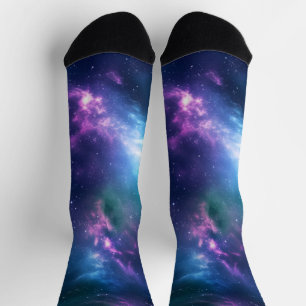 Stellar Illumination: Nebula with Glowing Stars Socks