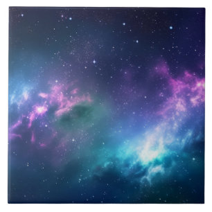 Stellar Illumination: Nebula with Glowing Stars Tile