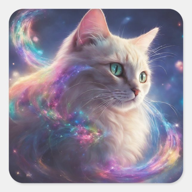 Stellar Kitty- cosmic cat art Square Sticker (Front)