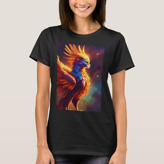 "Stellar Rebirth: Cosmic Phoenix Tee" T-Shirt (Front)