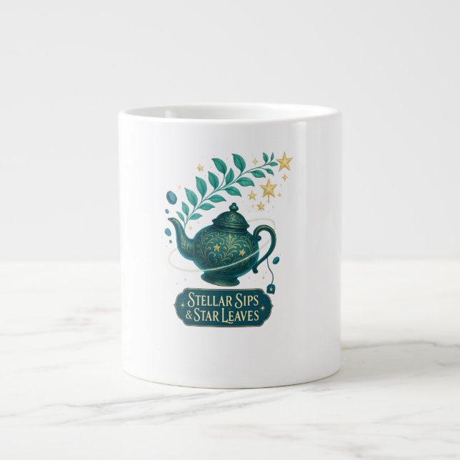 Stellar Sips & Star Leaves Mug – Cosmic Tea Cup (Front)
