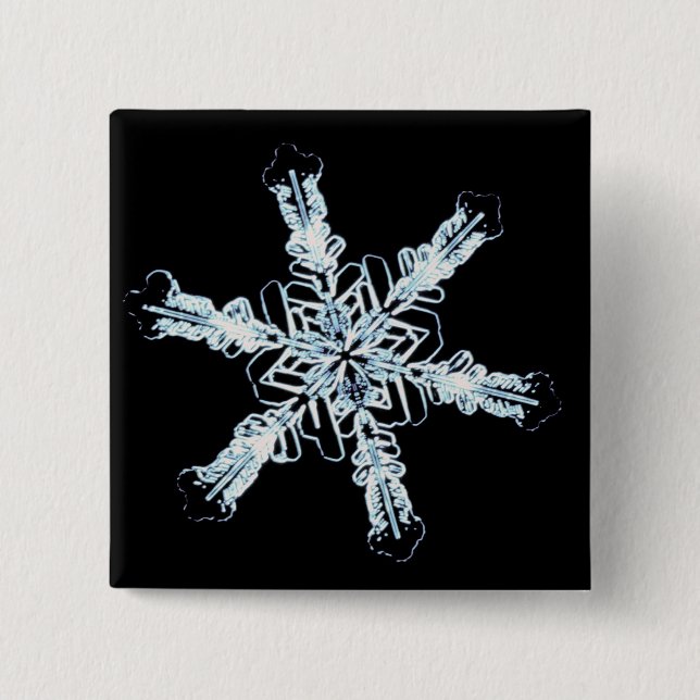 Stellar snow crystal 15 cm square badge (Front)