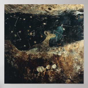 Stellar Stag: Celestial Imagery in Earthen Hues Poster
