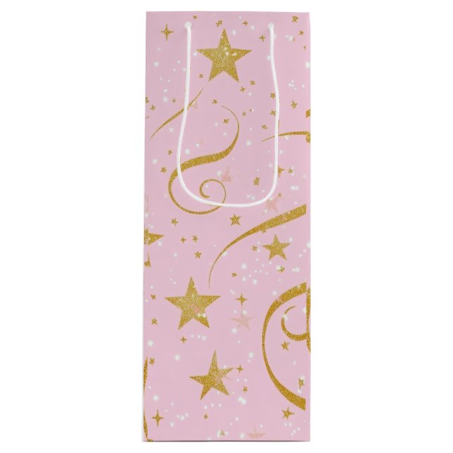Stellar Wine – Pink & Gold Star Wine Bag (Front)