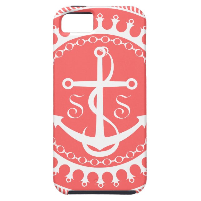 StellaRoot Anchor Down Preppy Personalise Initials Case-Mate iPhone Case (Back)
