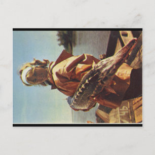 Stellate Sturgeon & Girl Antique Postcard