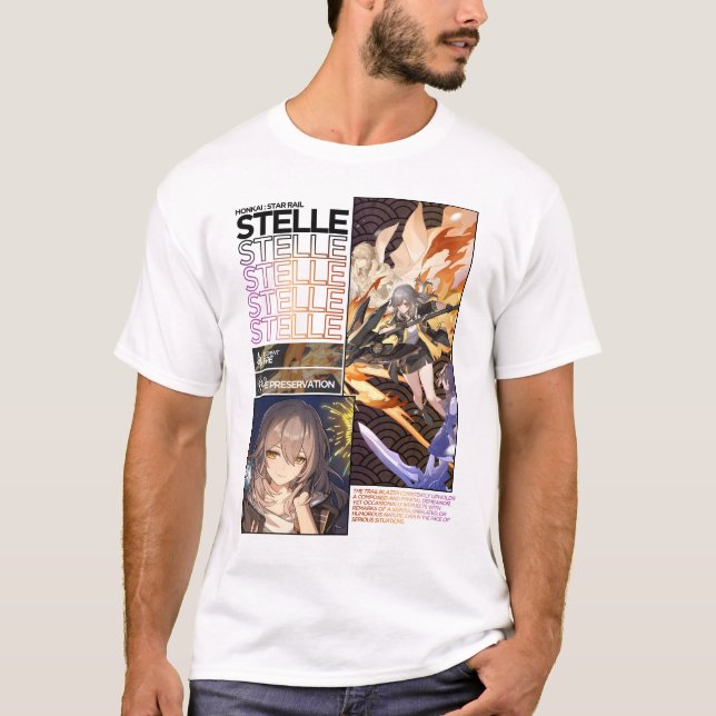 Stelle Fire Character Info - Honkai Star Rail T-Shirt (Front)
