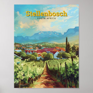 Stellenbosch South Africa Vintage Travel Poster