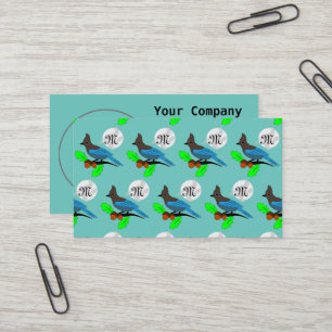 Steller Blue Jay Monogram Business Card