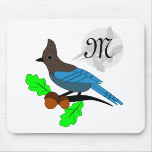 Steller Blue Jay Monogram Mouse Pad