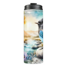 Steller’s Jay Songbird Watercolor Wildlife Tumbler