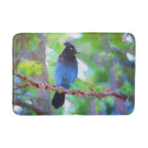 Steller's Jay 2 Painting - Original Bird Art Bath Mat