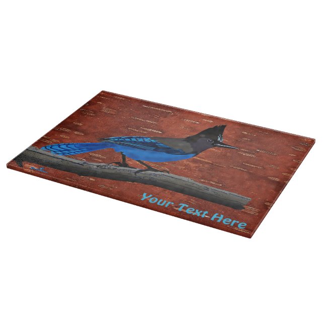 Steller's Jay On Inner Birch Bark Cutting Board (Corner)