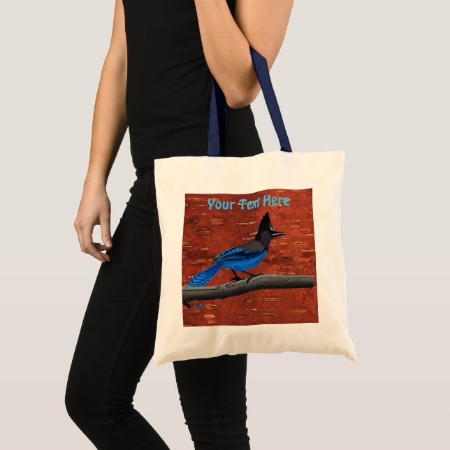 Steller's Jay On Inner Birch Bark Tote Bag (Front (Product))