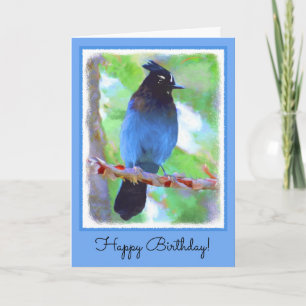 Steller's Jay Painting - Original Bird Art Card