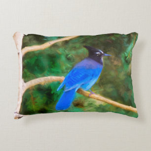 Steller's Jay Painting - Original Bird Art Decorative Cushion