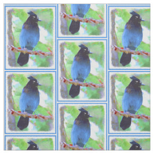 Steller's Jay Painting - Original Bird Art Fabric