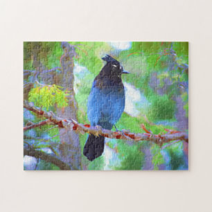 Steller's Jay Painting - Original Bird Art Jigsaw Puzzle