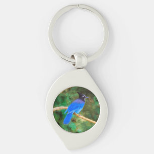Steller's Jay Painting - Original Bird Art Key Ring
