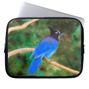 Steller's Jay Painting - Original Bird Art Laptop Sleeve