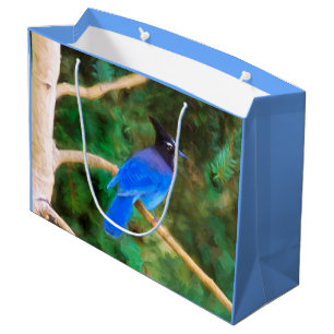 Steller's Jay Painting - Original Bird Art Large Gift Bag