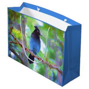 Steller's Jay Painting - Original Bird Art Large Gift Bag
