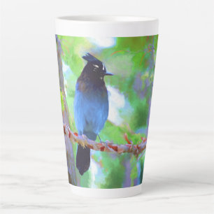 Steller's Jay Painting - Original Bird Art Latte Mug