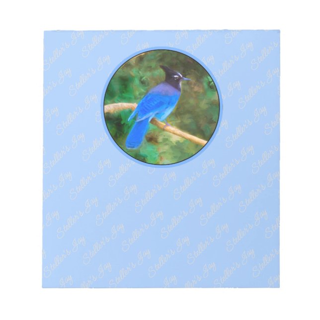 Steller's Jay Painting - Original Bird Art Notepad (Front)