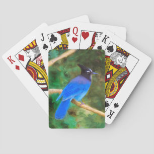 Steller's Jay Painting - Original Bird Art Playing Cards