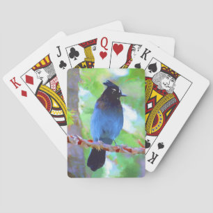 Steller's Jay Painting - Original Bird Art Playing Cards