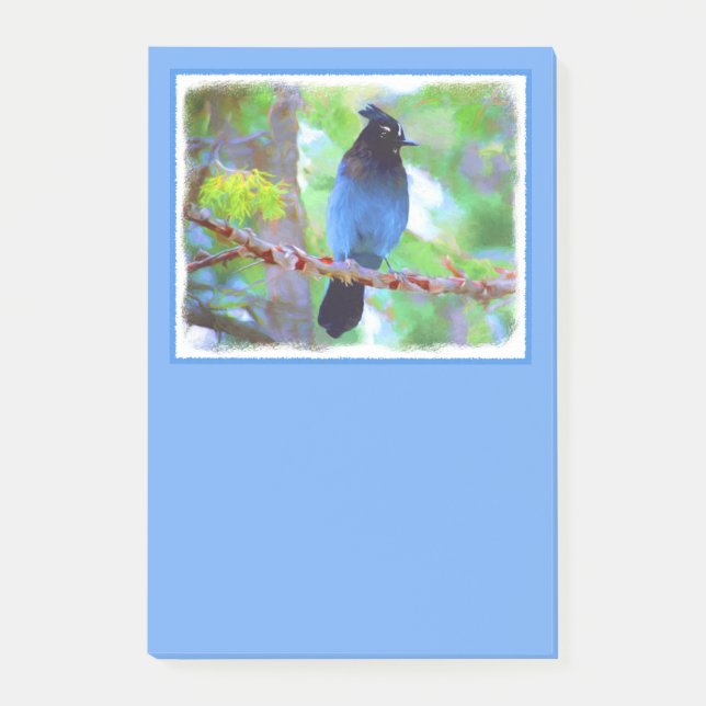 Steller's Jay Painting - Original Bird Art Post-it Notes (Front)