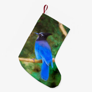 Steller's Jay Painting - Original Bird Art Small Christmas Stocking