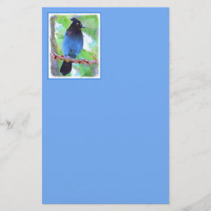Steller's Jay Painting - Original Bird Art Stationery