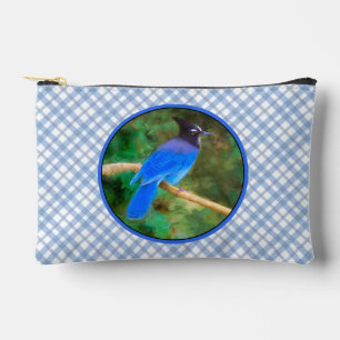 Steller's Jay Painting Original Wild Bird Art Accessory Pouch